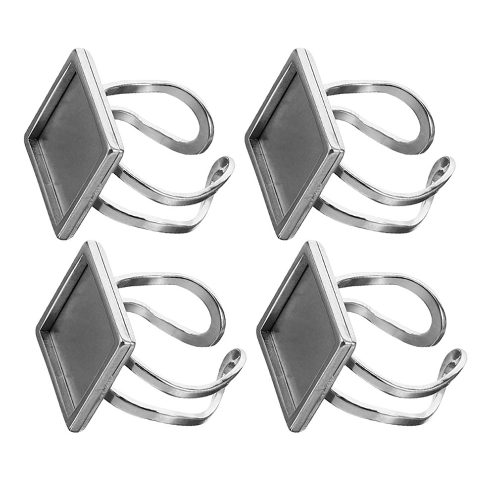 Resin Crafts Diy - 4Pcs Metal Ring Blanks Stainless Steel
