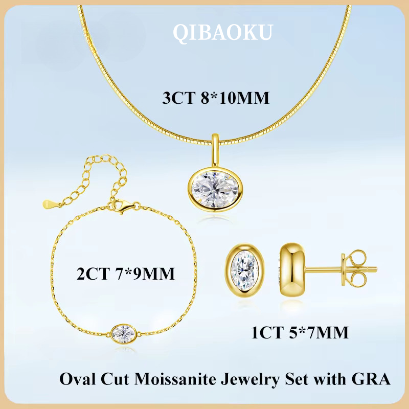 QIBAOKU Bezel Set Oval 3ct Moi - Bezels Set Pendant 评论和价格